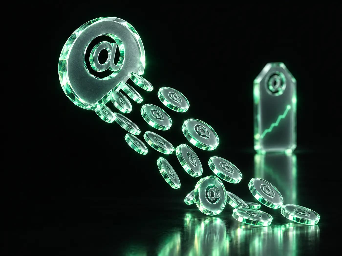 A glass coin splitting into many small coins, paid out to holders